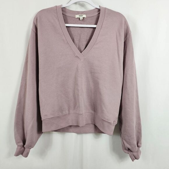 Agolde V Neck Balloon Sleeve Sweatshirt in Taro - Size S - Picture 1 of 9